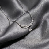 Leaf Zircon Silver Necklace